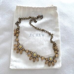 J. Crew Pale Beige Rhinestone  Floral Jeweled Necklace
